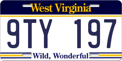 WV license plate 9TY197