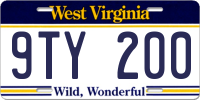 WV license plate 9TY200
