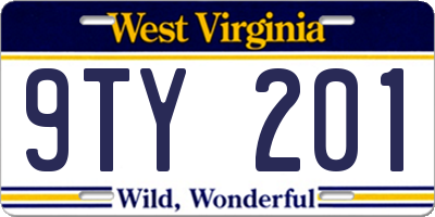 WV license plate 9TY201