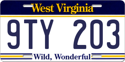 WV license plate 9TY203