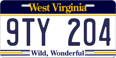 WV license plate 9TY204