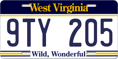 WV license plate 9TY205