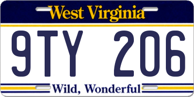 WV license plate 9TY206
