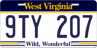 WV license plate 9TY207