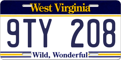 WV license plate 9TY208