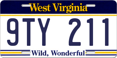 WV license plate 9TY211