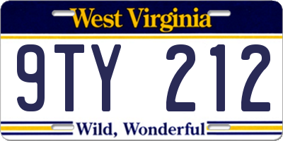 WV license plate 9TY212