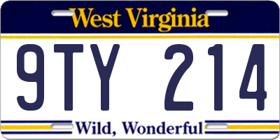 WV license plate 9TY214