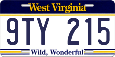 WV license plate 9TY215