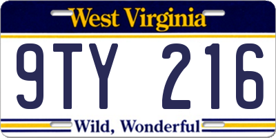 WV license plate 9TY216