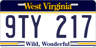 WV license plate 9TY217