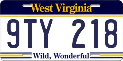 WV license plate 9TY218