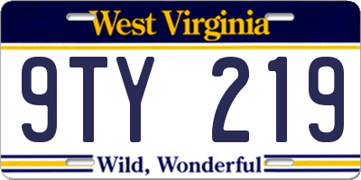 WV license plate 9TY219