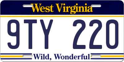 WV license plate 9TY220