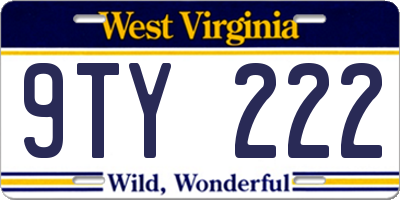 WV license plate 9TY222