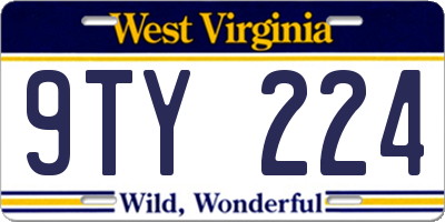 WV license plate 9TY224