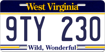WV license plate 9TY230