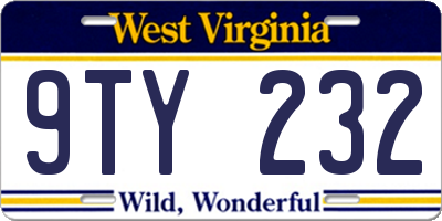 WV license plate 9TY232