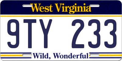 WV license plate 9TY233