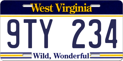 WV license plate 9TY234