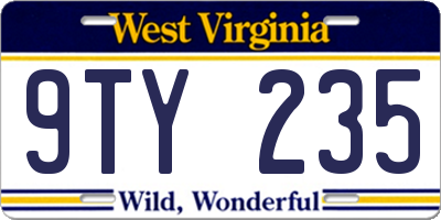 WV license plate 9TY235