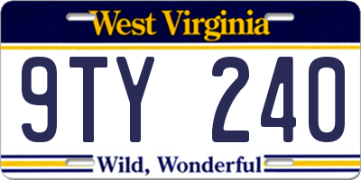 WV license plate 9TY240