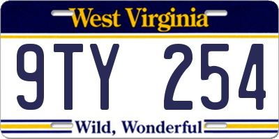 WV license plate 9TY254