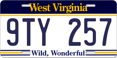 WV license plate 9TY257