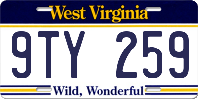 WV license plate 9TY259