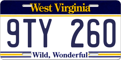 WV license plate 9TY260