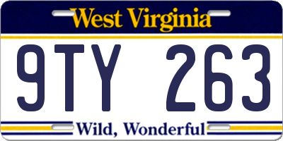 WV license plate 9TY263