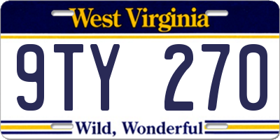 WV license plate 9TY270