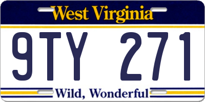 WV license plate 9TY271