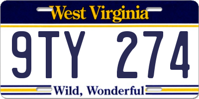WV license plate 9TY274