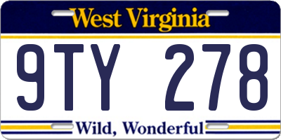WV license plate 9TY278