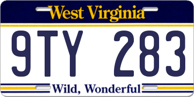 WV license plate 9TY283