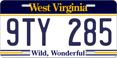 WV license plate 9TY285
