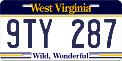 WV license plate 9TY287