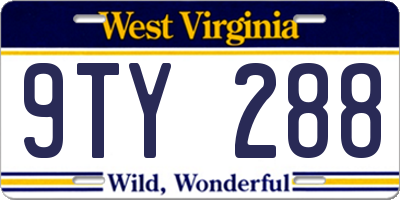 WV license plate 9TY288
