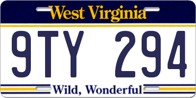 WV license plate 9TY294