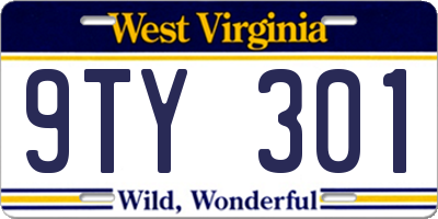 WV license plate 9TY301