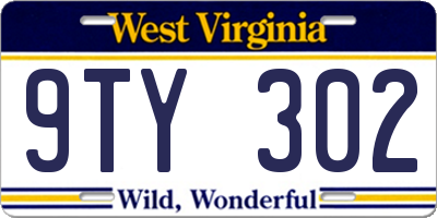 WV license plate 9TY302