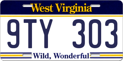 WV license plate 9TY303