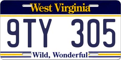 WV license plate 9TY305