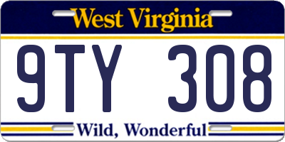 WV license plate 9TY308