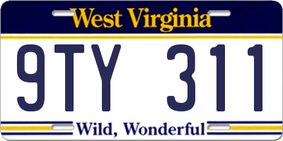 WV license plate 9TY311