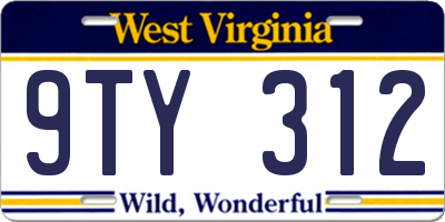 WV license plate 9TY312