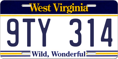 WV license plate 9TY314