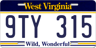 WV license plate 9TY315
