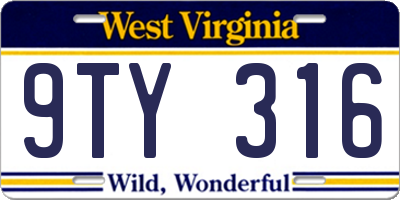 WV license plate 9TY316